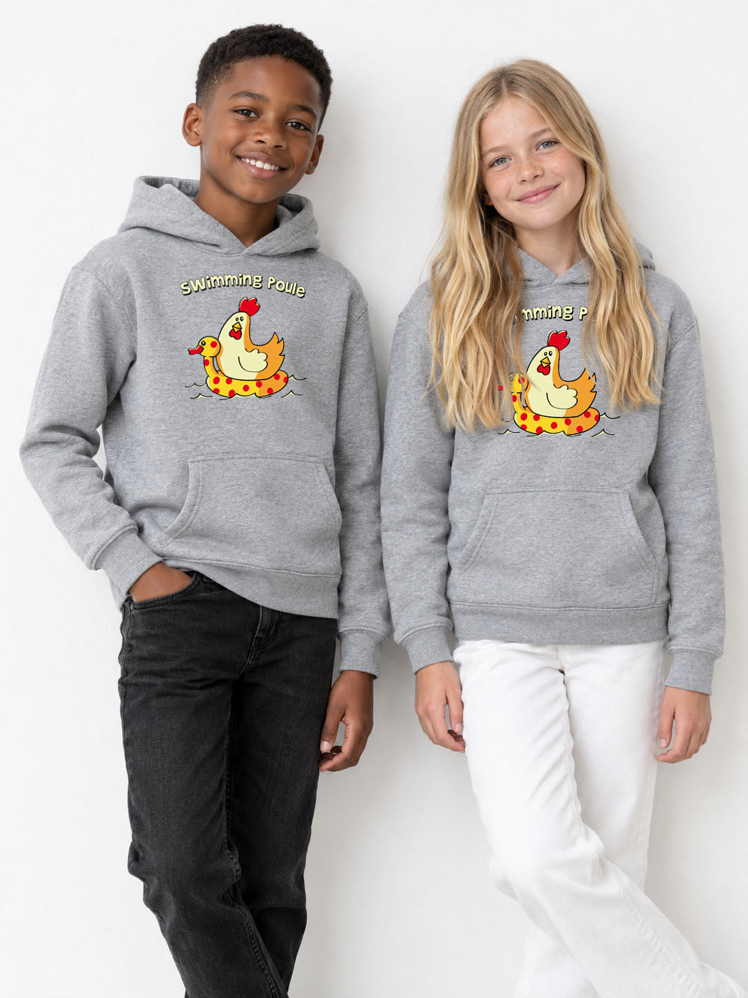 Kinder-Kapuzenpullover Swimming Huhn